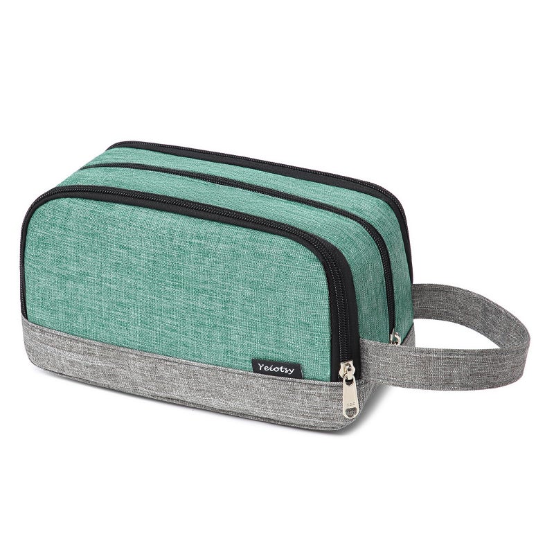 Yeiotsy Dopp Kit for Men - Color Clash Travel Toiletry Organizer with Mesh Pockets, Durable Shaving bag for Gym & Camping (Green) - Image 1